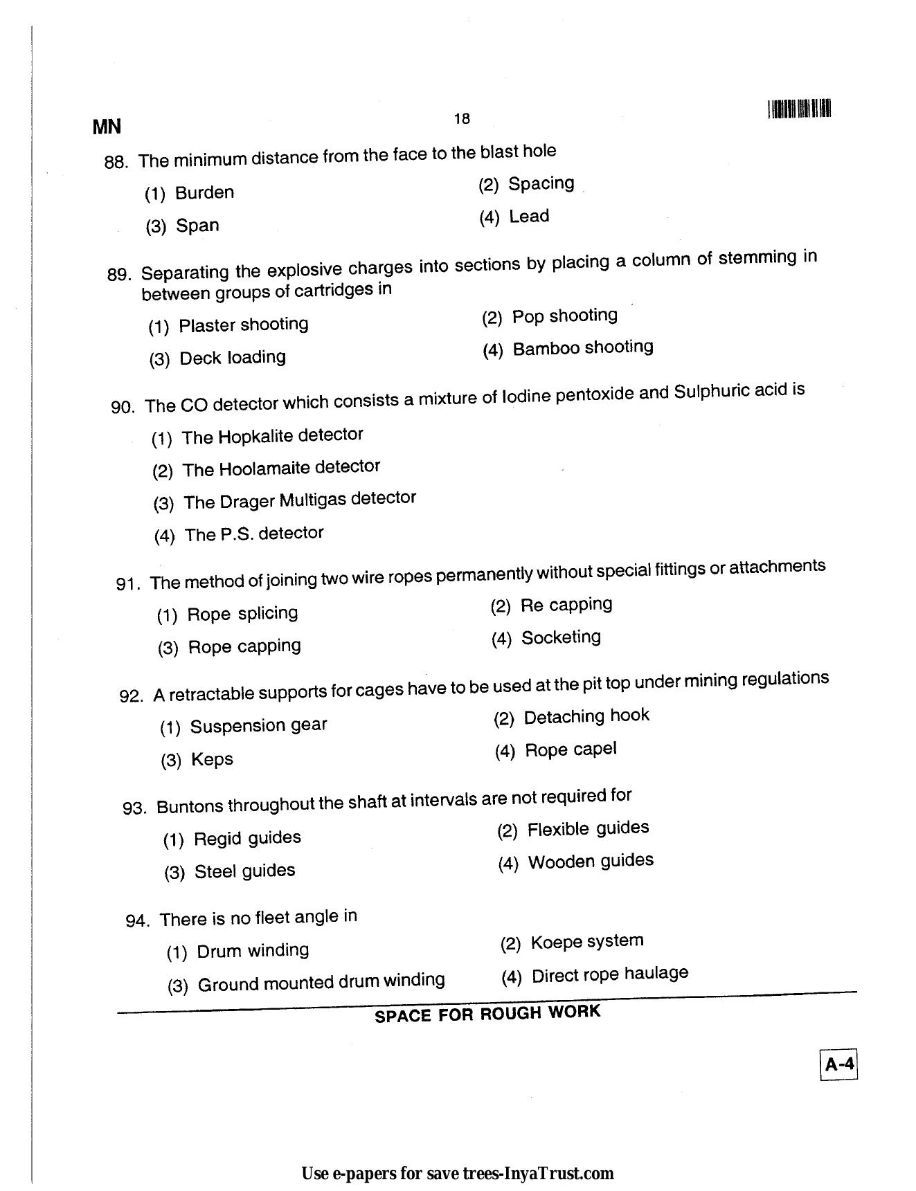 Karnataka Diploma CET- 2013 Mining Engineering Question Paper - Page 18