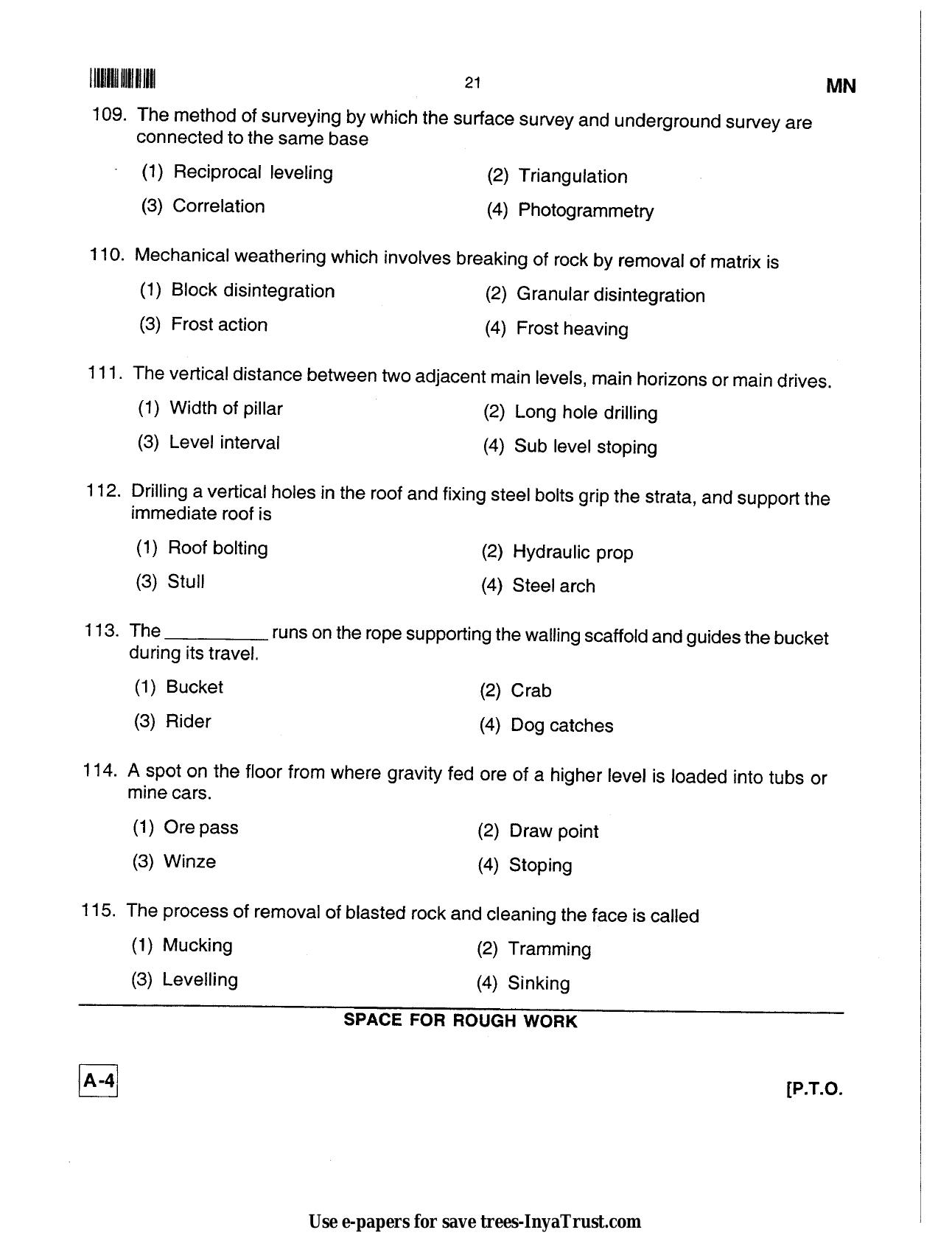 Karnataka Diploma CET- 2013 Mining Engineering Question Paper - Page 21