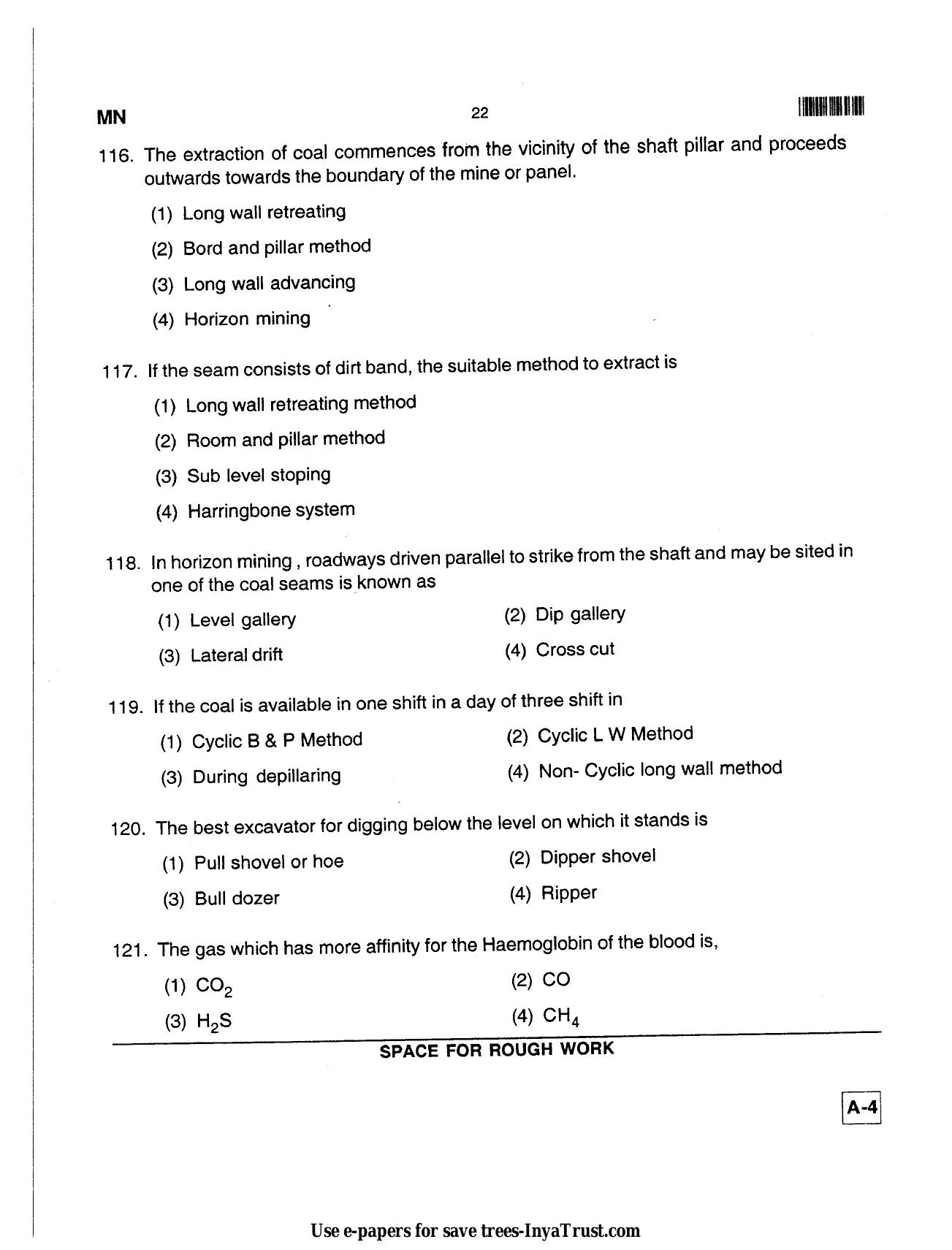 Karnataka Diploma CET- 2013 Mining Engineering Question Paper - Page 22
