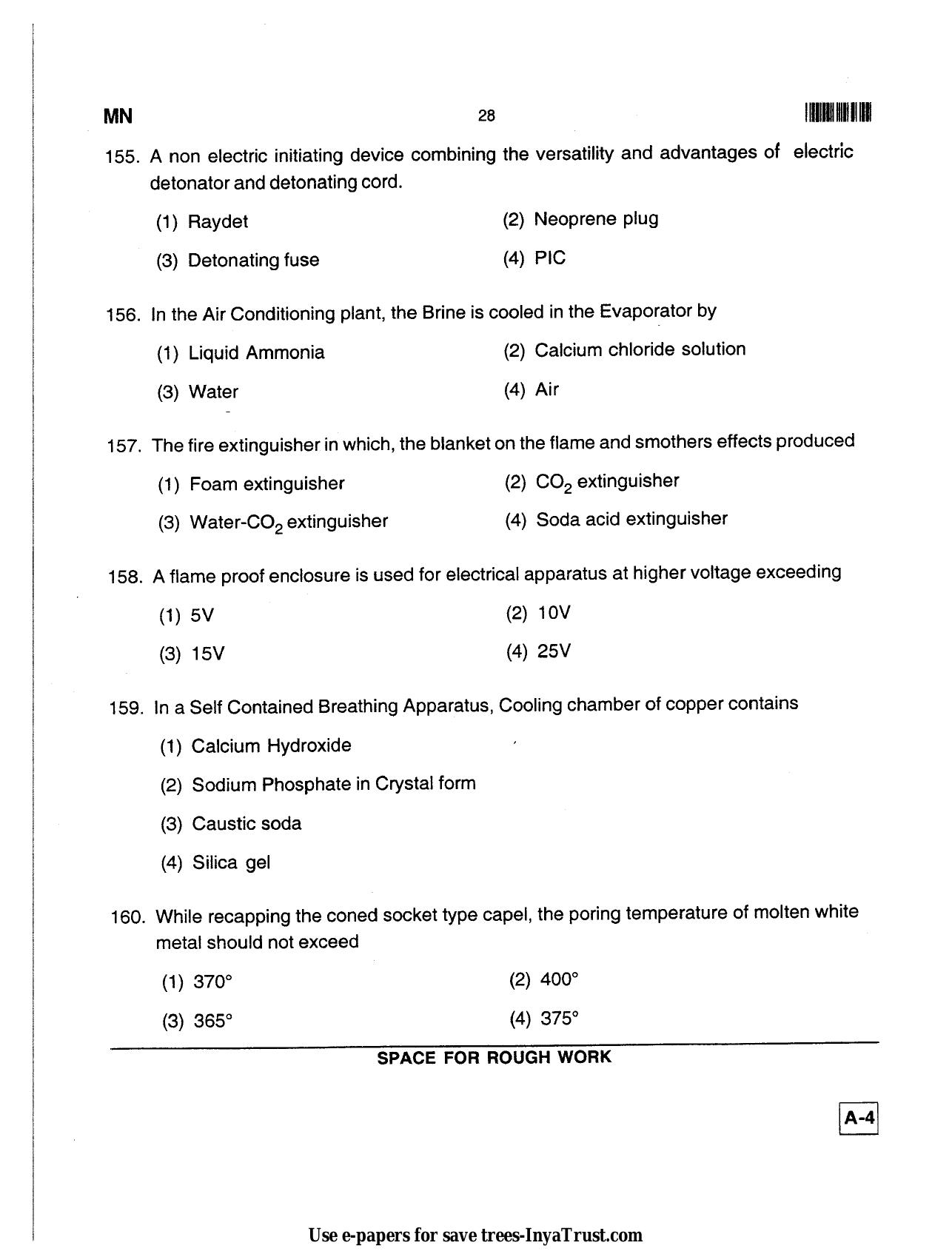 Karnataka Diploma CET- 2013 Mining Engineering Question Paper - Page 28