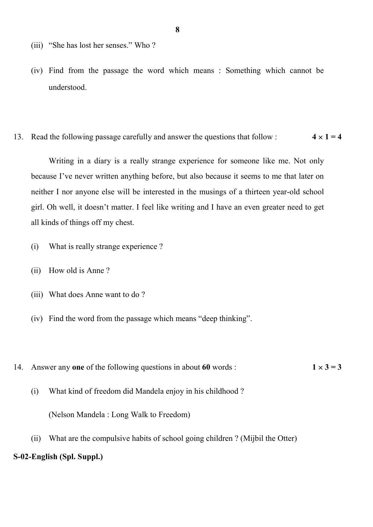 RBSE Class 10 English (Supp.) 2017 Question Paper - Page 8