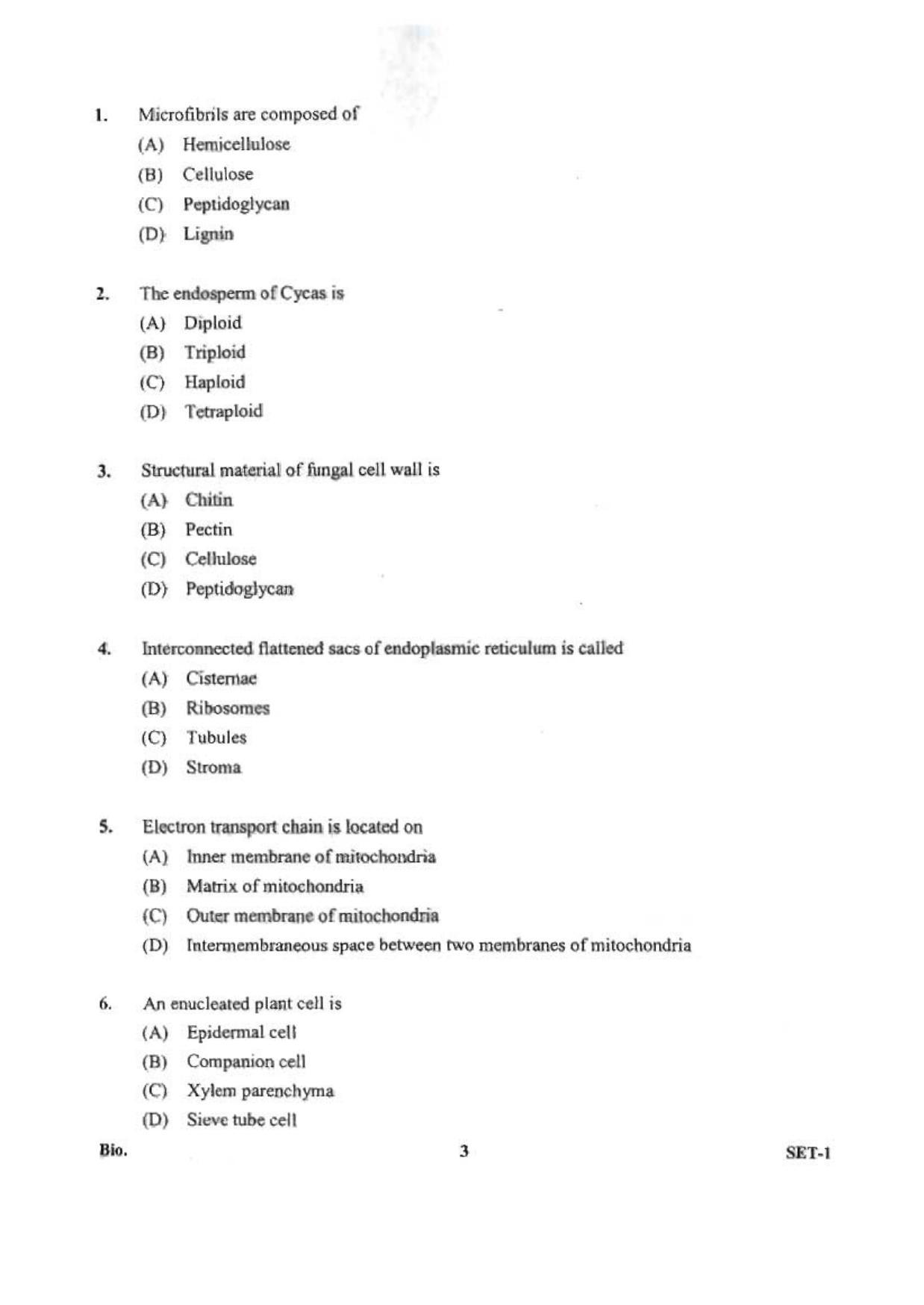 OJEE 2013 Biology Set 1 Question Paper IndCareer Docs