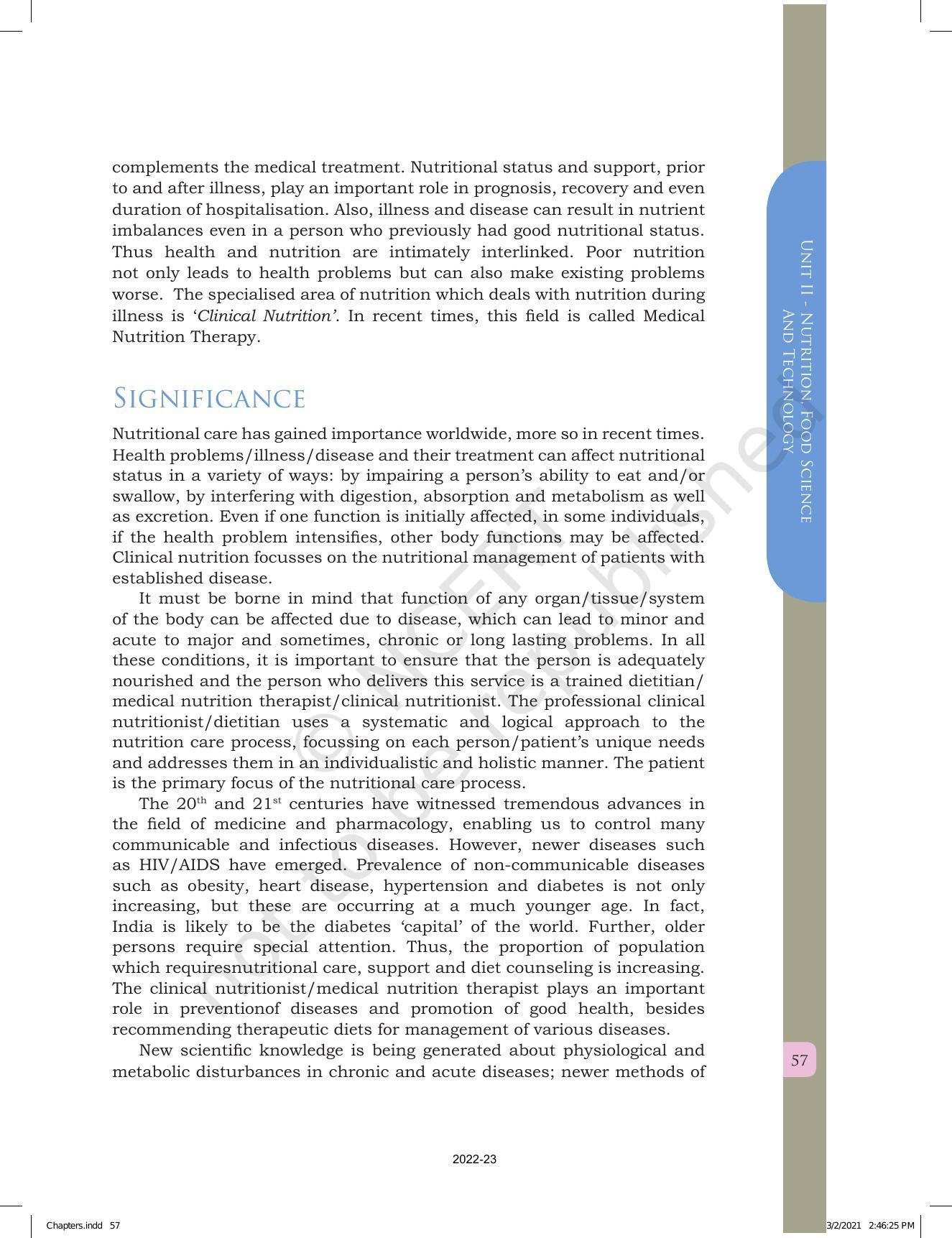 NCERT Book for Class 12 Home Science (Part -I) Chapter 2 Clinical Nutrition and Dietetics - Page 5
