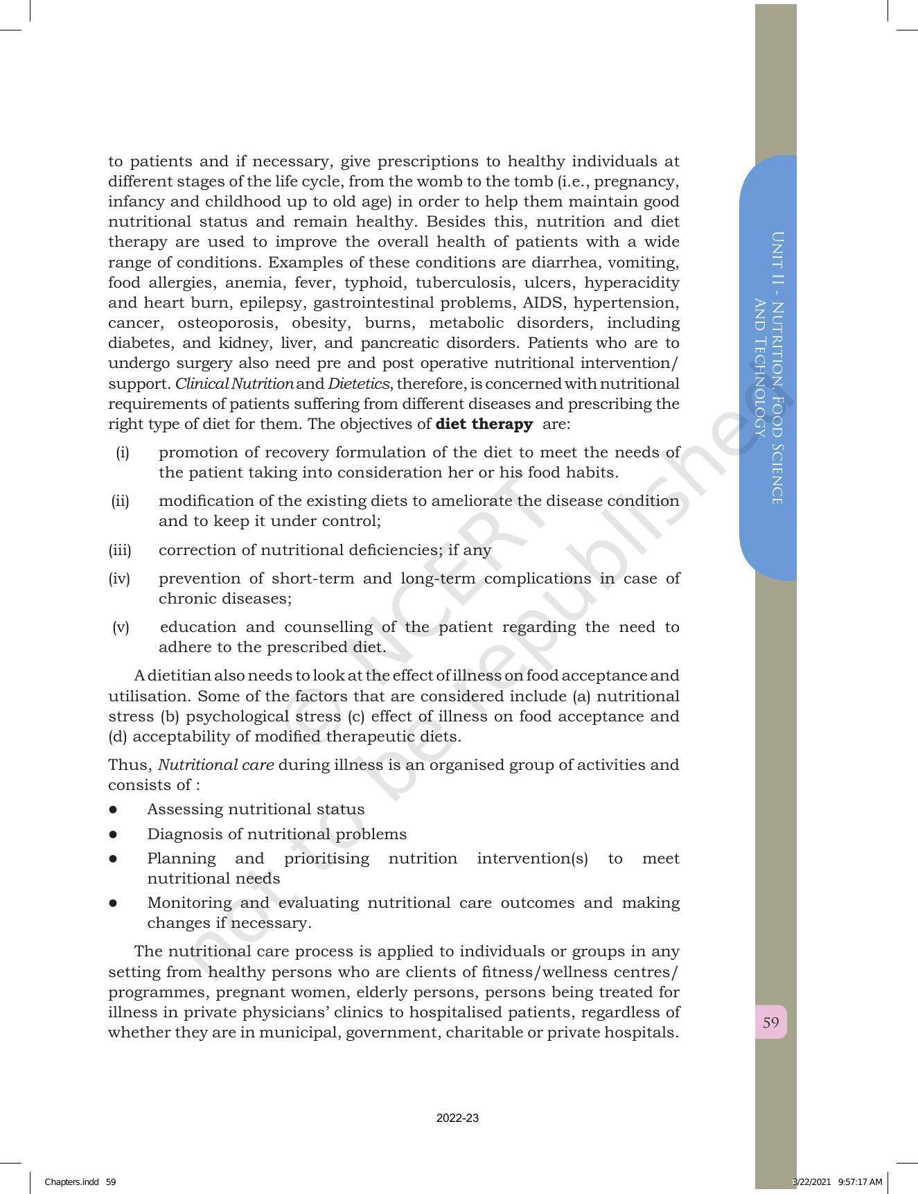 NCERT Book for Class 12 Home Science (Part -I) Chapter 2 Clinical Nutrition and Dietetics - Page 7