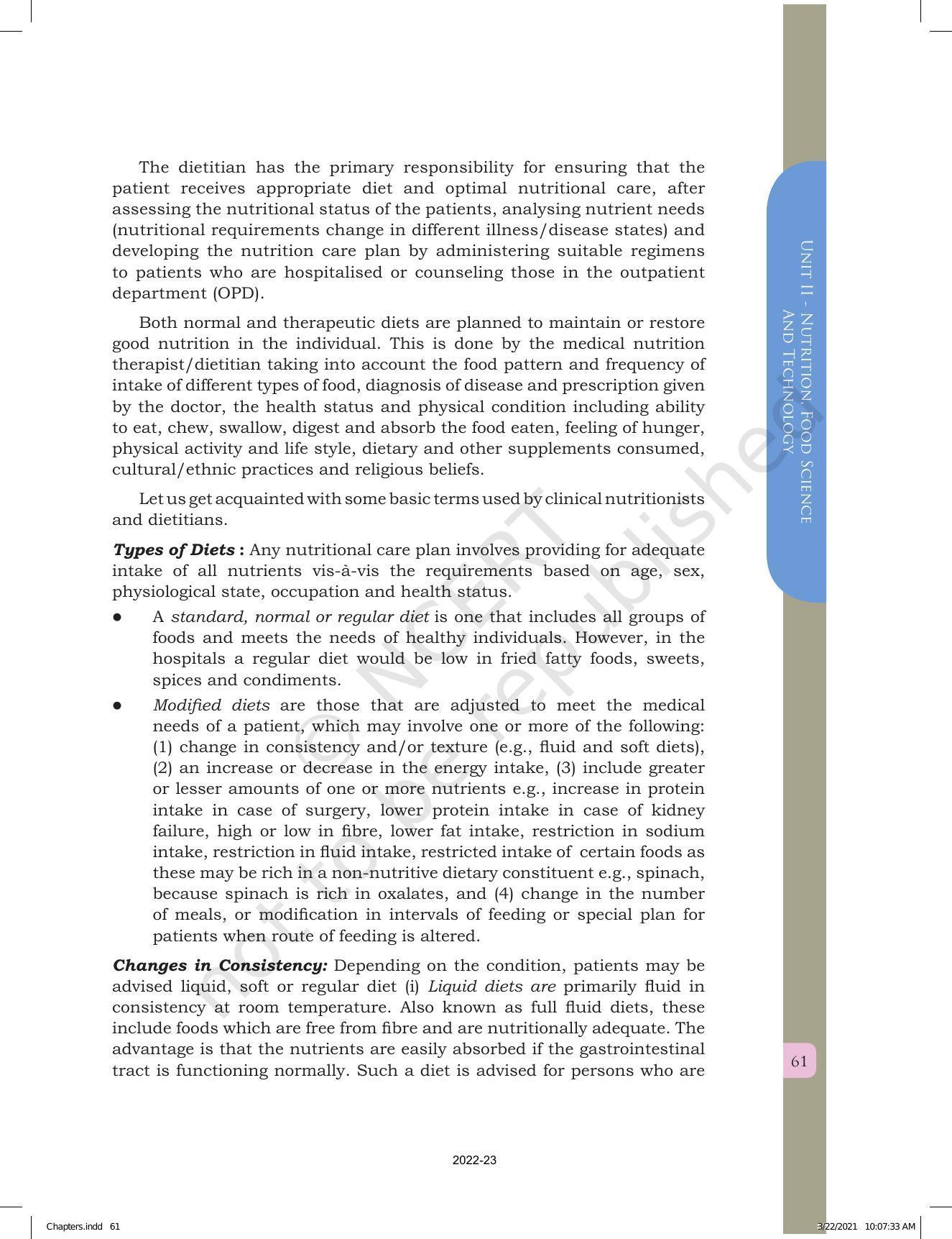 NCERT Book for Class 12 Home Science (Part -I) Chapter 2 Clinical Nutrition and Dietetics - Page 9