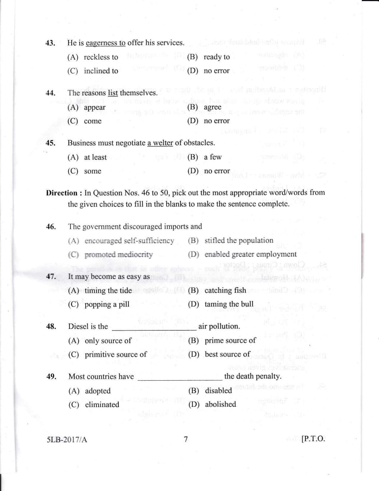 KLEE 5 Year LLB Exam 2017 Question Paper - Page 7