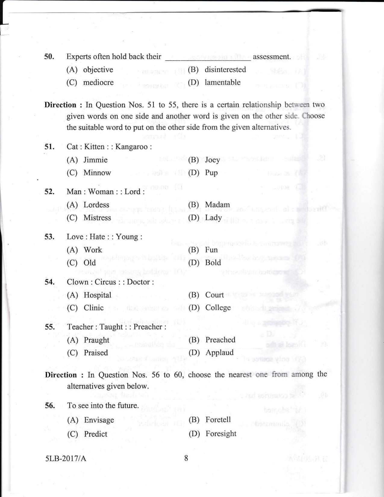 KLEE 5 Year LLB Exam 2017 Question Paper - Page 8
