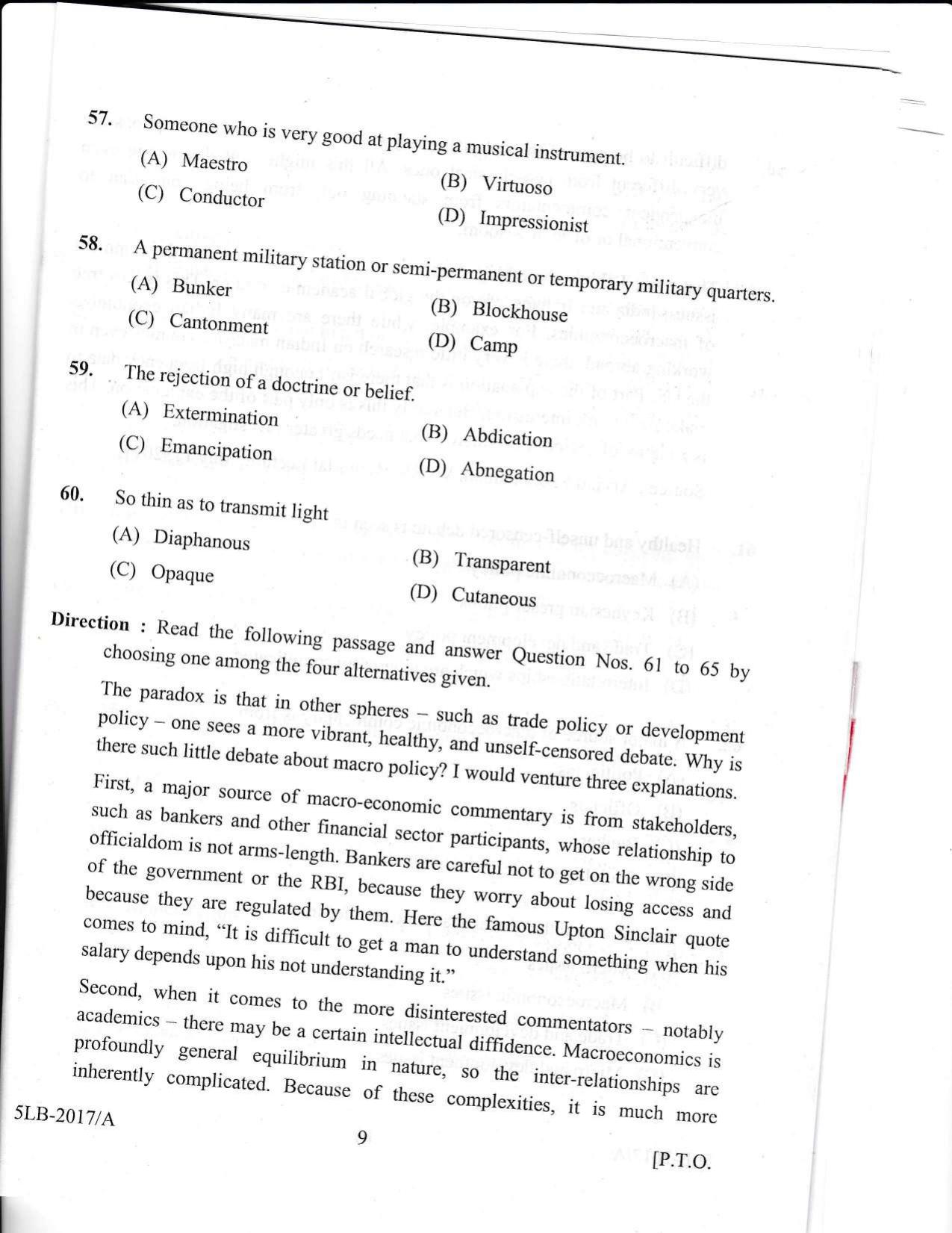 KLEE 5 Year LLB Exam 2017 Question Paper - Page 9