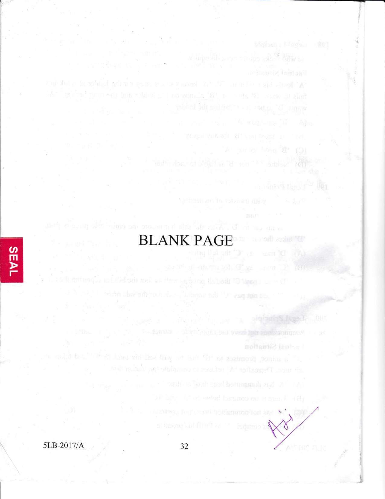 KLEE 5 Year LLB Exam 2017 Question Paper - Page 32