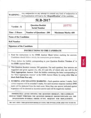 KLEE 5 Year LLB Exam 2017 Question Paper