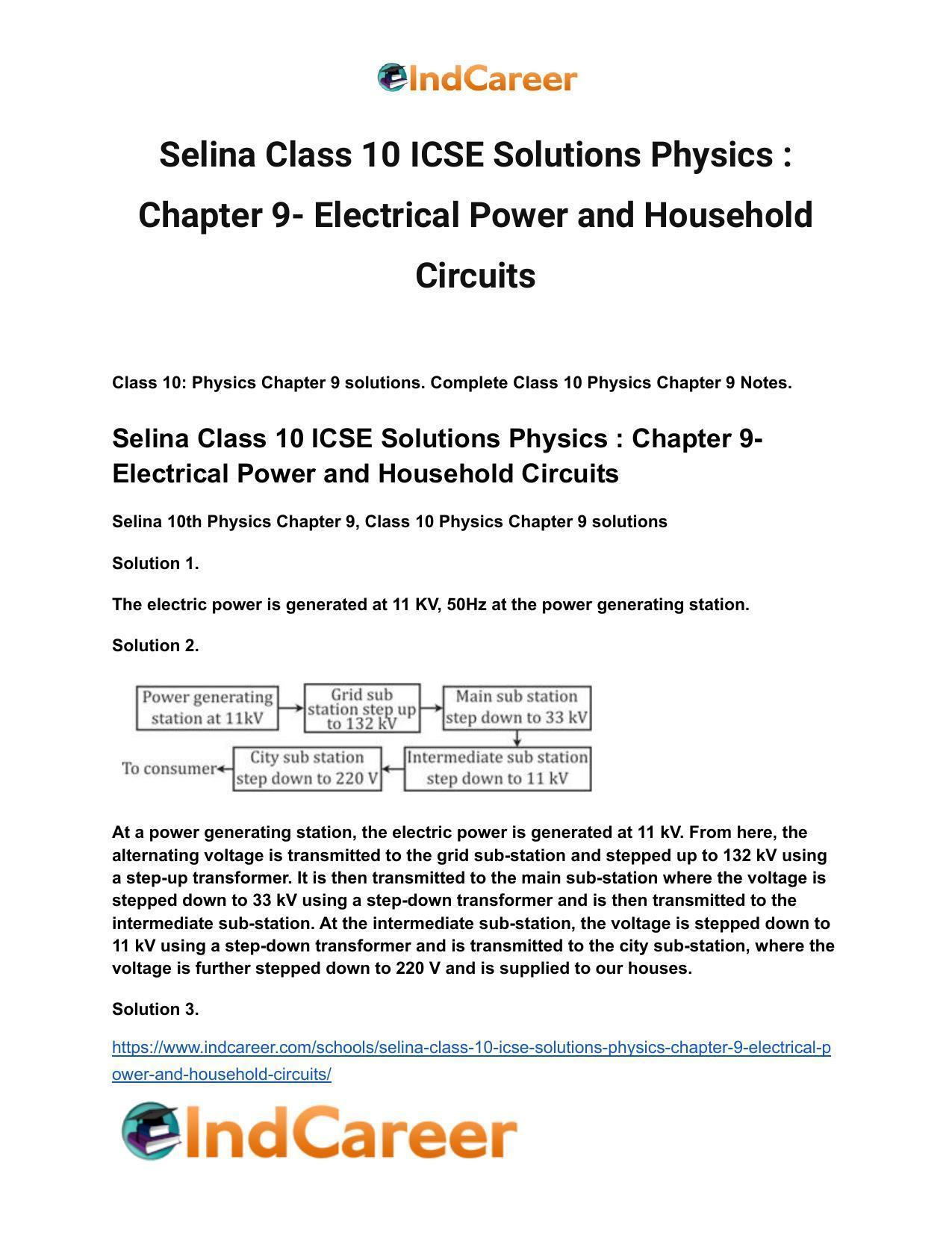 Selina Class 10 ICSE Solutions Physics : Chapter 9- Electrical Power and Household Circuits - Page 2