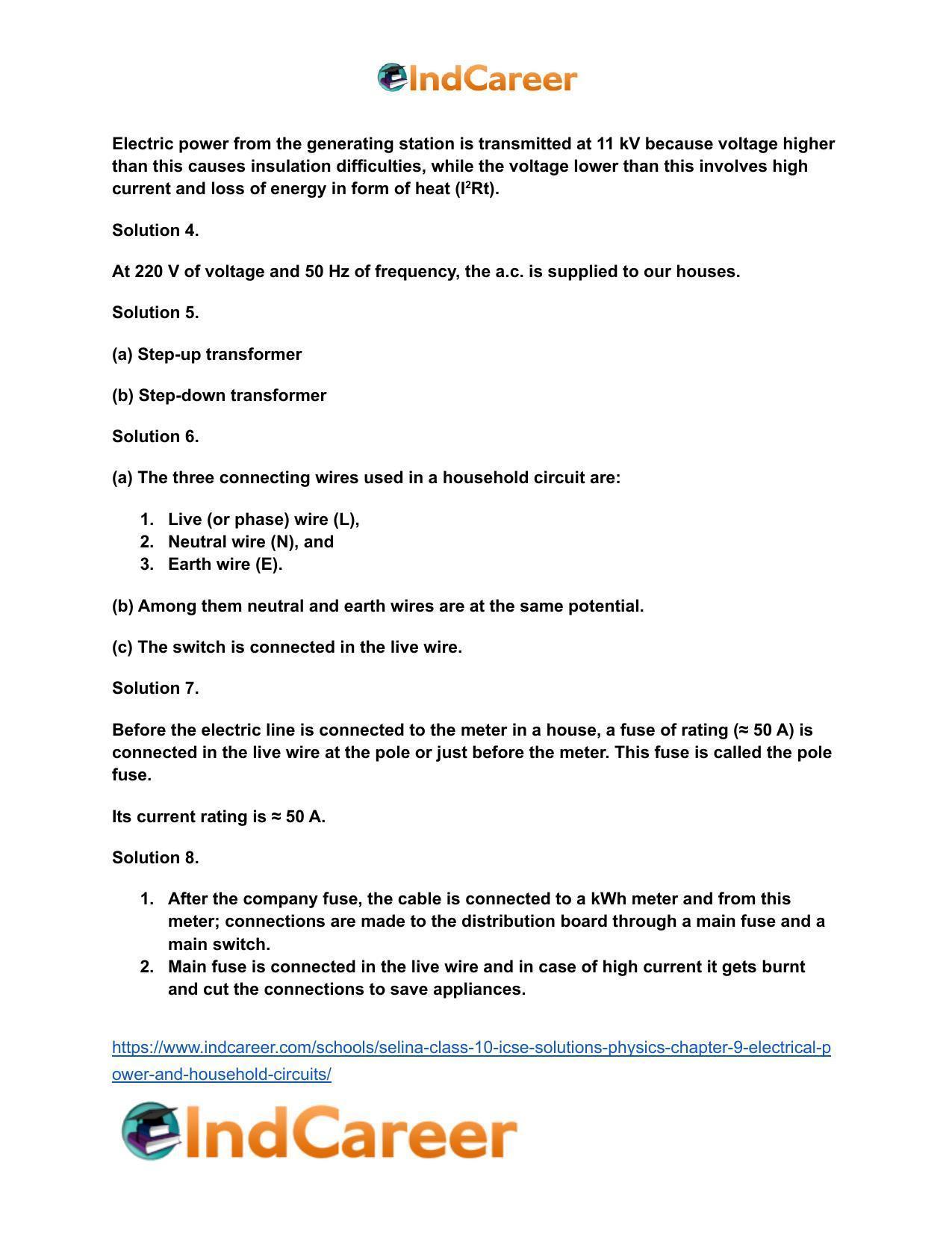 Selina Class 10 ICSE Solutions Physics : Chapter 9- Electrical Power and Household Circuits - Page 3
