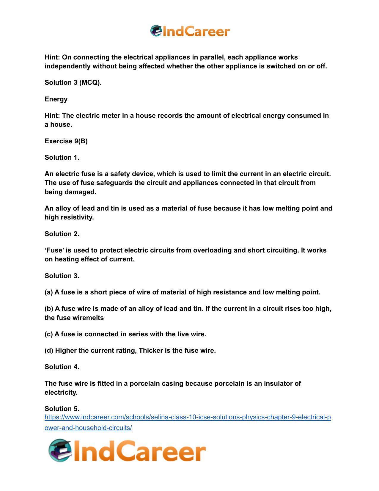 Selina Class 10 ICSE Solutions Physics : Chapter 9- Electrical Power and Household Circuits - Page 6