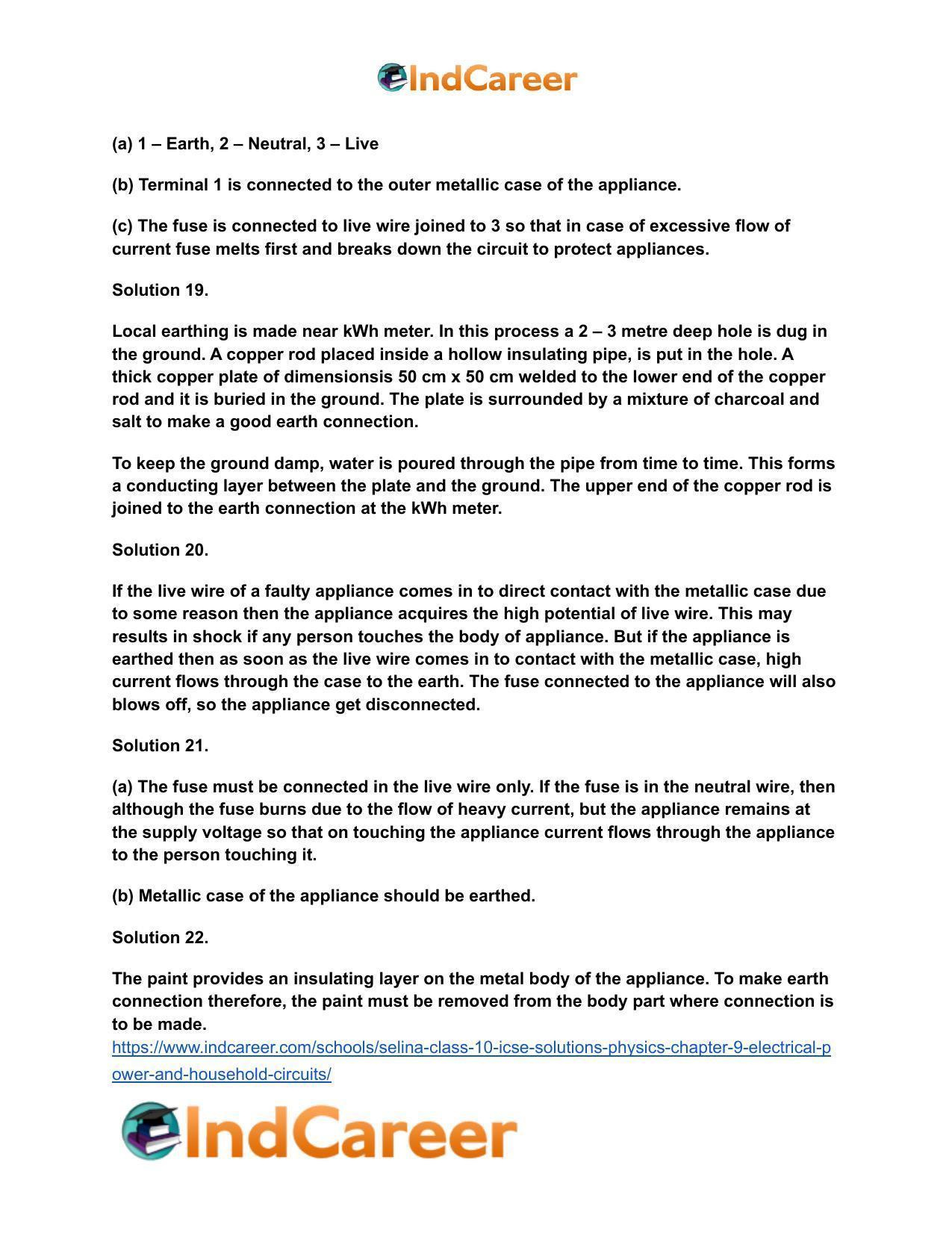 Selina Class 10 ICSE Solutions Physics : Chapter 9- Electrical Power and Household Circuits - Page 12