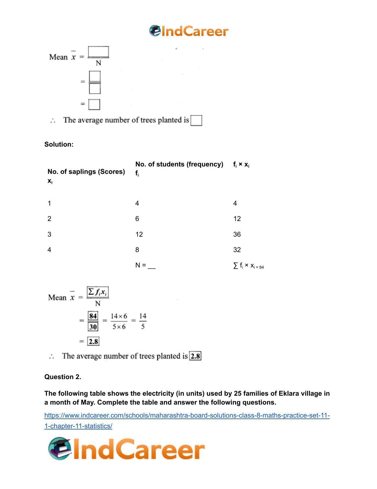 Maharashtra Board Solutions Class 8-Maths (Practice Set 11.1): Chapter 11- Statistics - Page 3