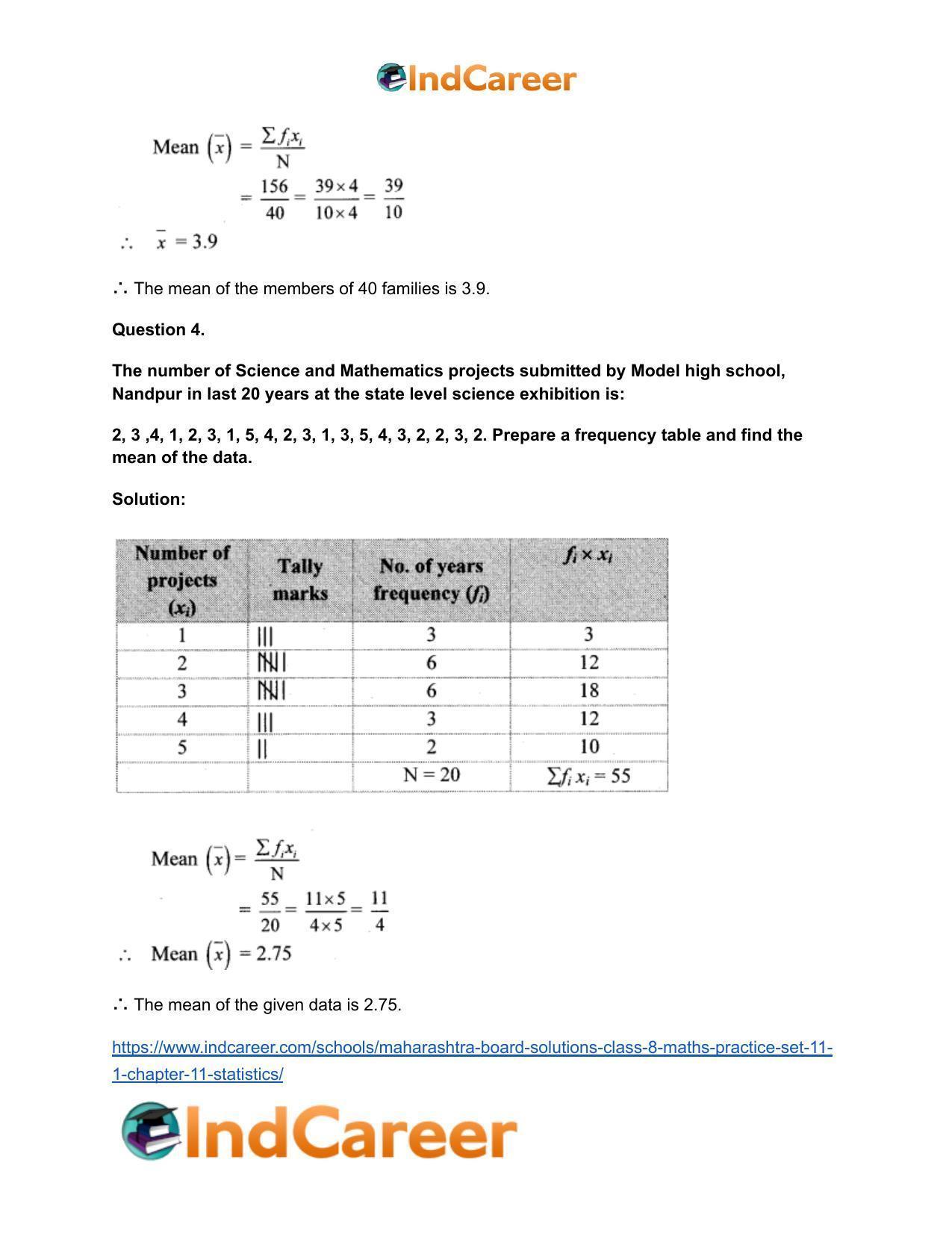 Maharashtra Board Solutions Class 8-Maths (Practice Set 11.1): Chapter 11- Statistics - Page 6