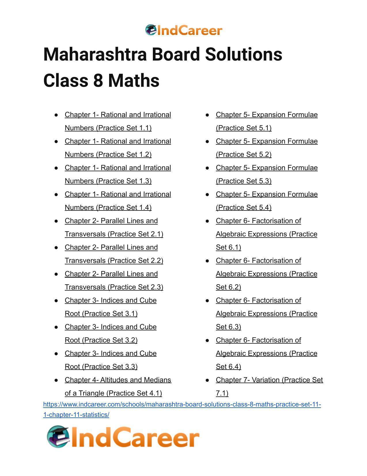 Maharashtra Board Solutions Class 8-Maths (Practice Set 11.1): Chapter 11- Statistics - Page 8