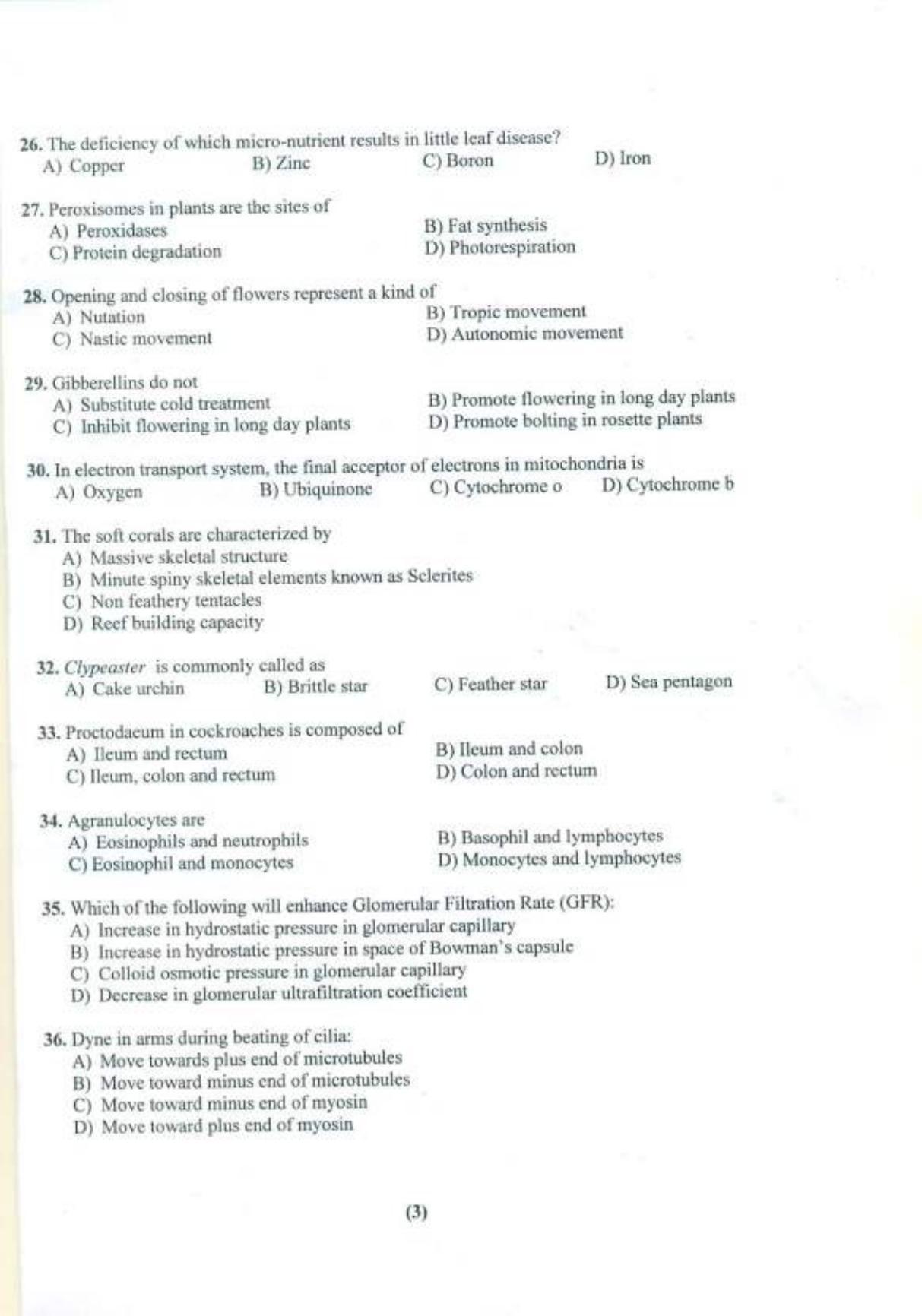 PUCET UG 2019 Biology Question Paper - Page 4