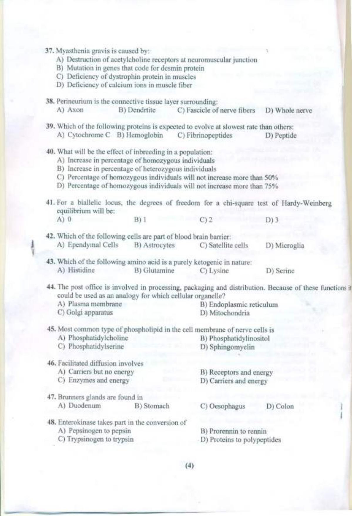 PUCET UG 2019 Biology Question Paper - Page 5