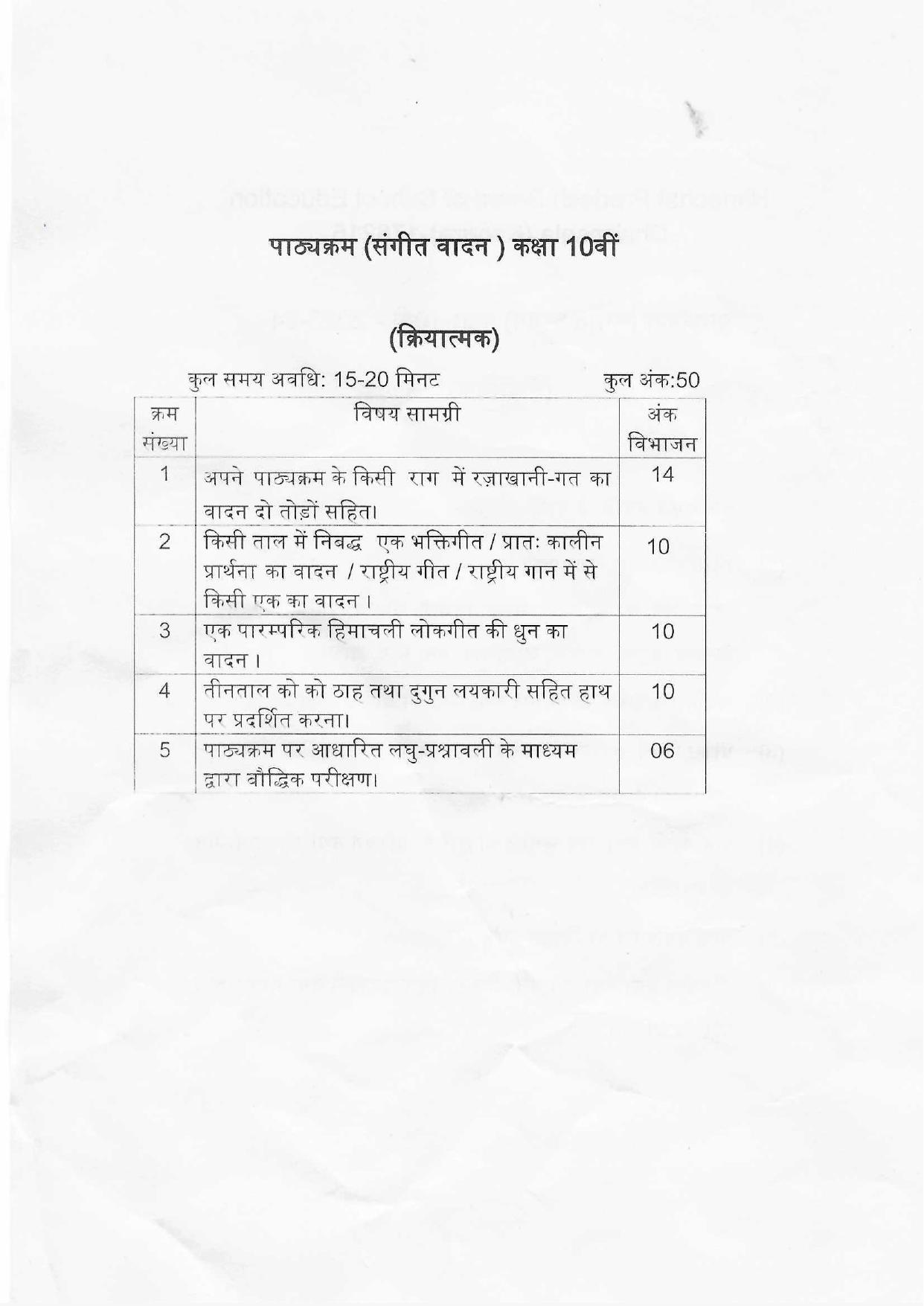 HP Board Class 10th Syllabus for Music - Page 4
