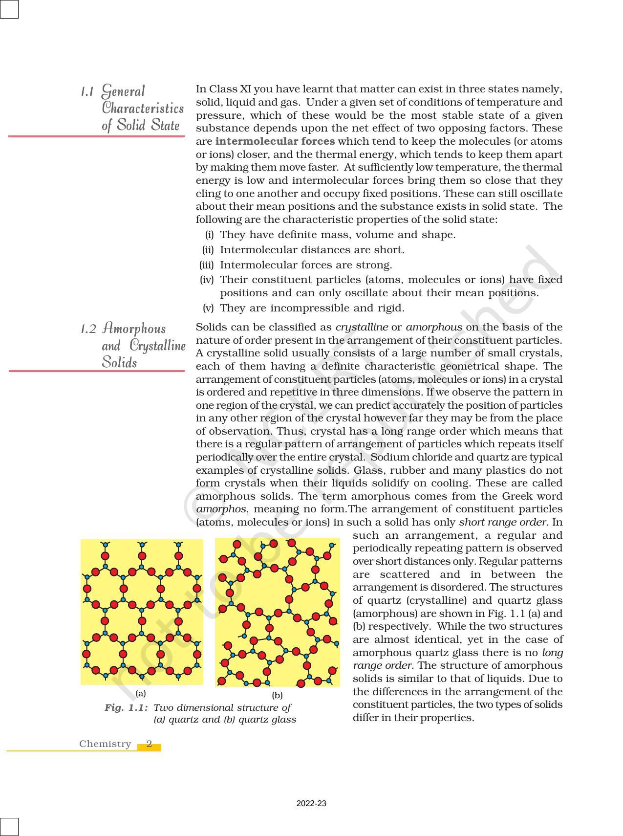 NCERT Book for Class 12 Chemistry Chapter 1 The Solid State - Page 2