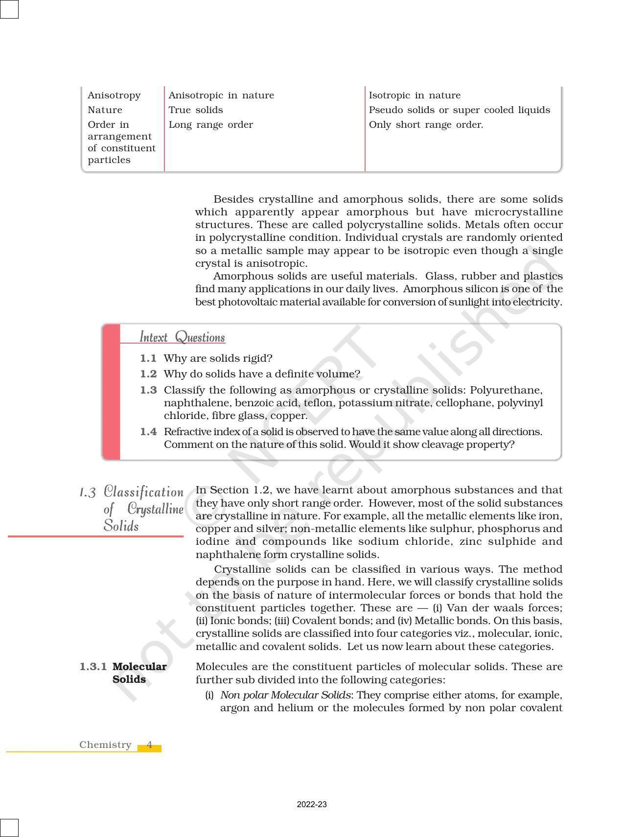 NCERT Book for Class 12 Chemistry Chapter 1 The Solid State - Page 4