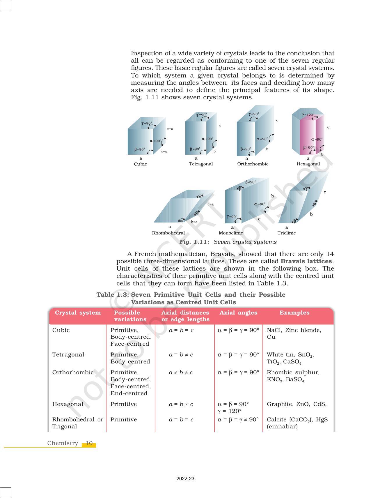 NCERT Book for Class 12 Chemistry Chapter 1 The Solid State - Page 10