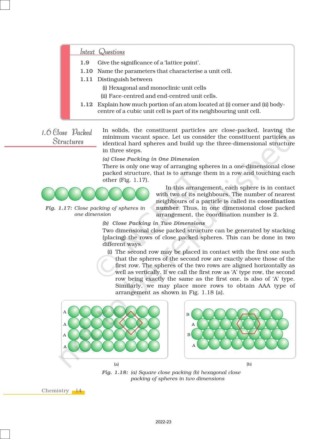 NCERT Book for Class 12 Chemistry Chapter 1 The Solid State - Page 14