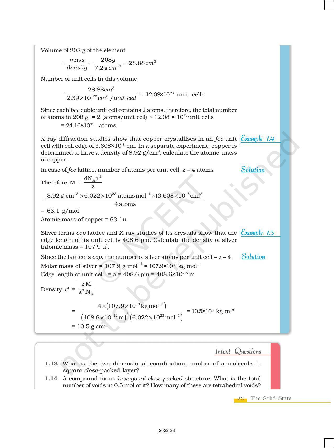 NCERT Book for Class 12 Chemistry Chapter 1 The Solid State - Page 23