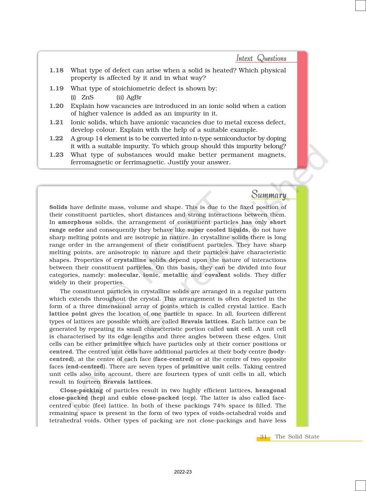 NCERT Book for Class 12 Chemistry Chapter 1 The Solid State - Page 31