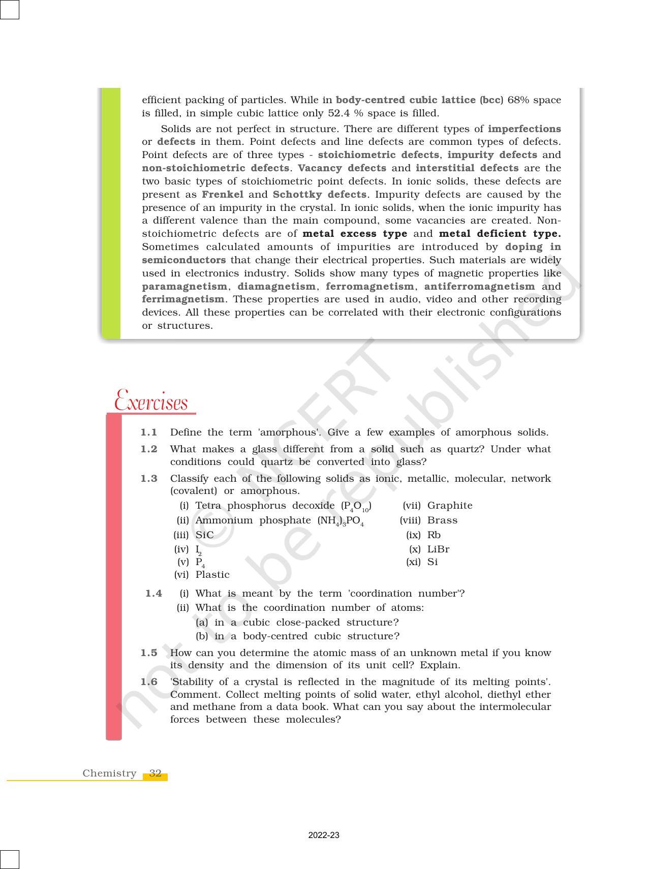 NCERT Book for Class 12 Chemistry Chapter 1 The Solid State - Page 32