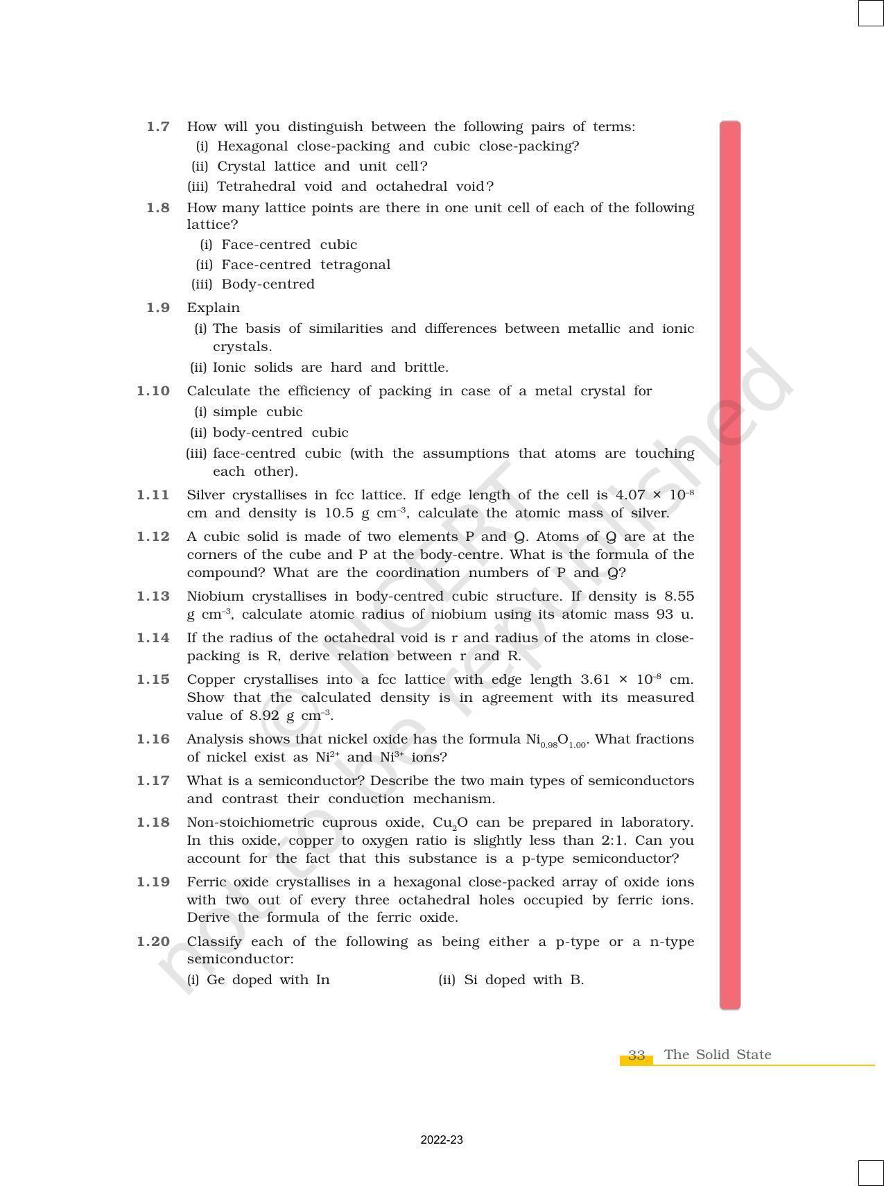 NCERT Book for Class 12 Chemistry Chapter 1 The Solid State - Page 33