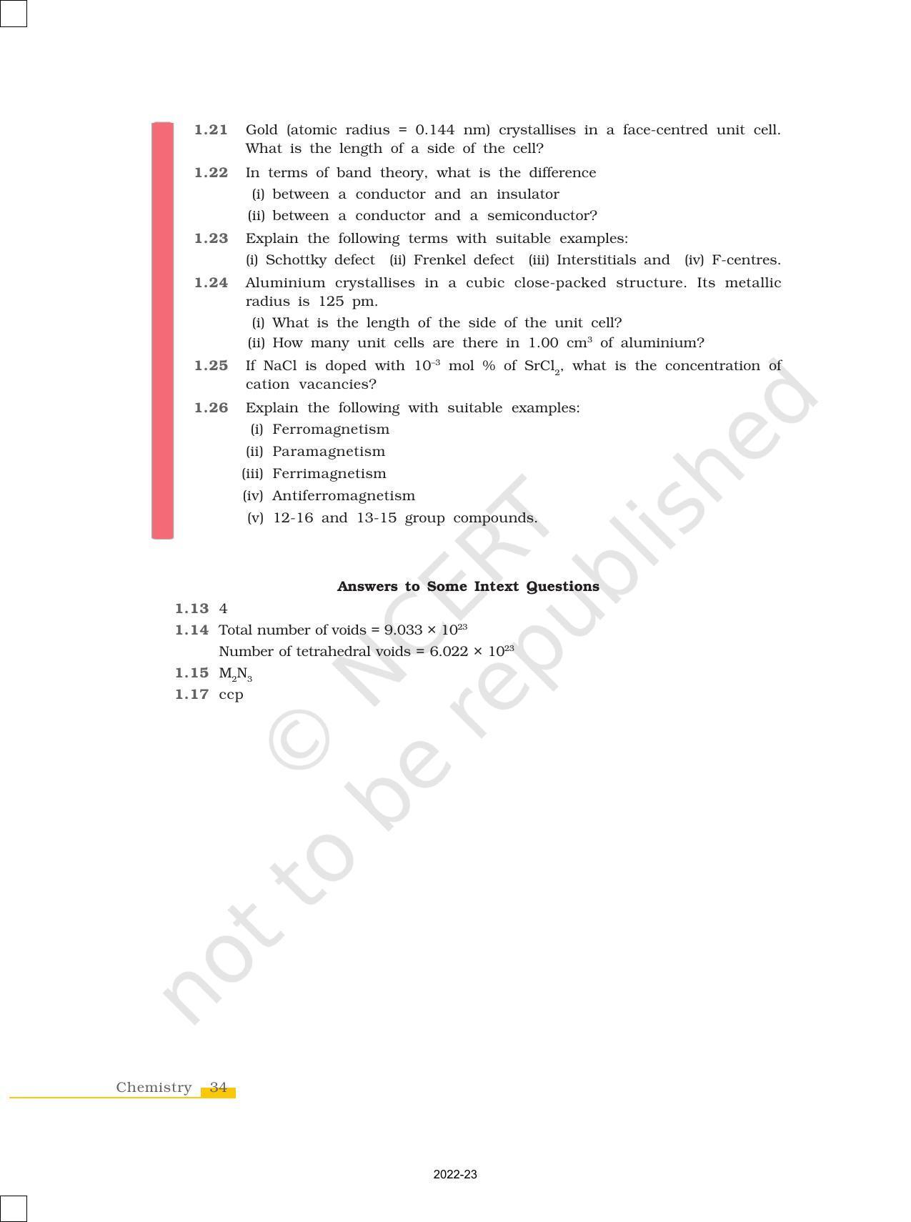 NCERT Book for Class 12 Chemistry Chapter 1 The Solid State - Page 34