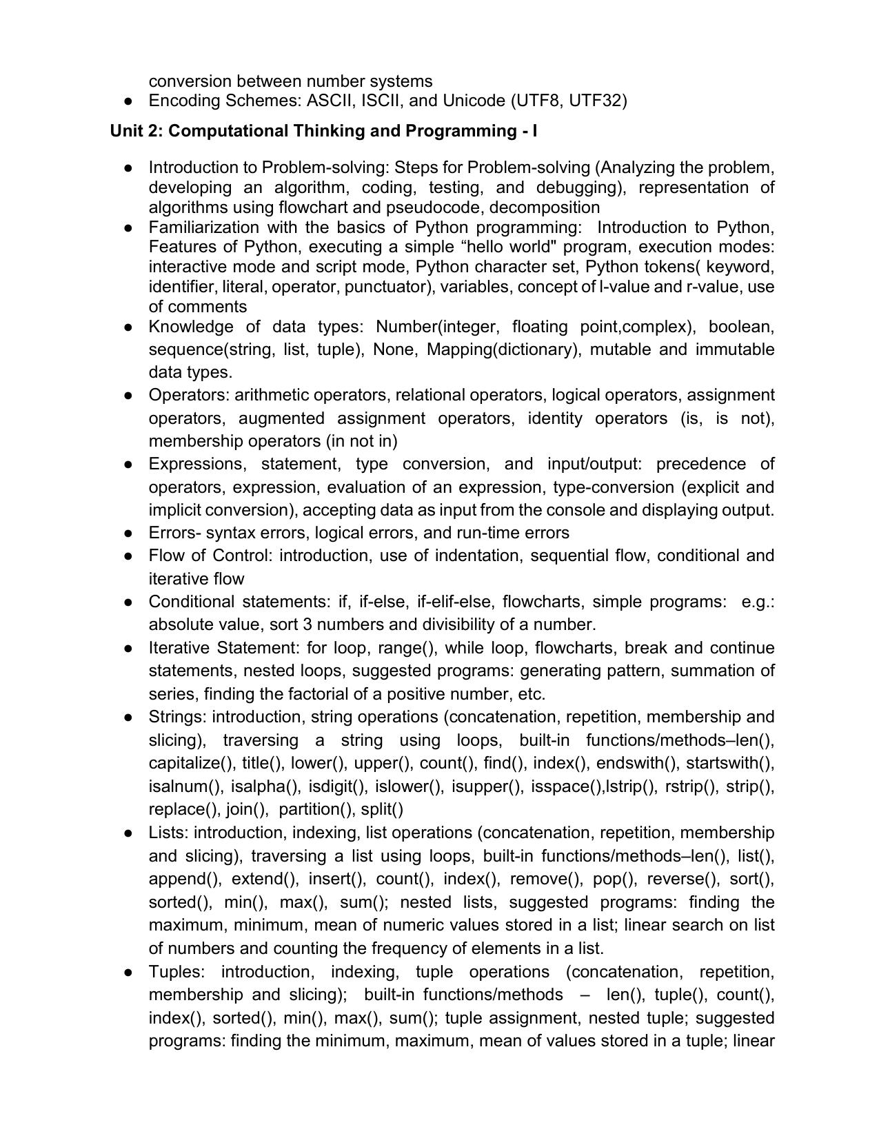 CBSE Class 11 & 12 Computer Science Syllabus - Page 2