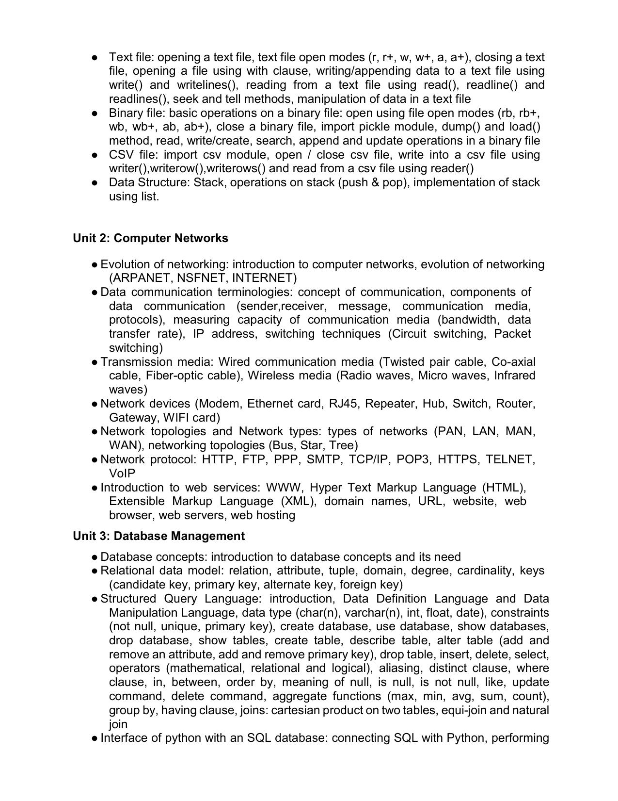 CBSE Class 11 & 12 Computer Science Syllabus - Page 6
