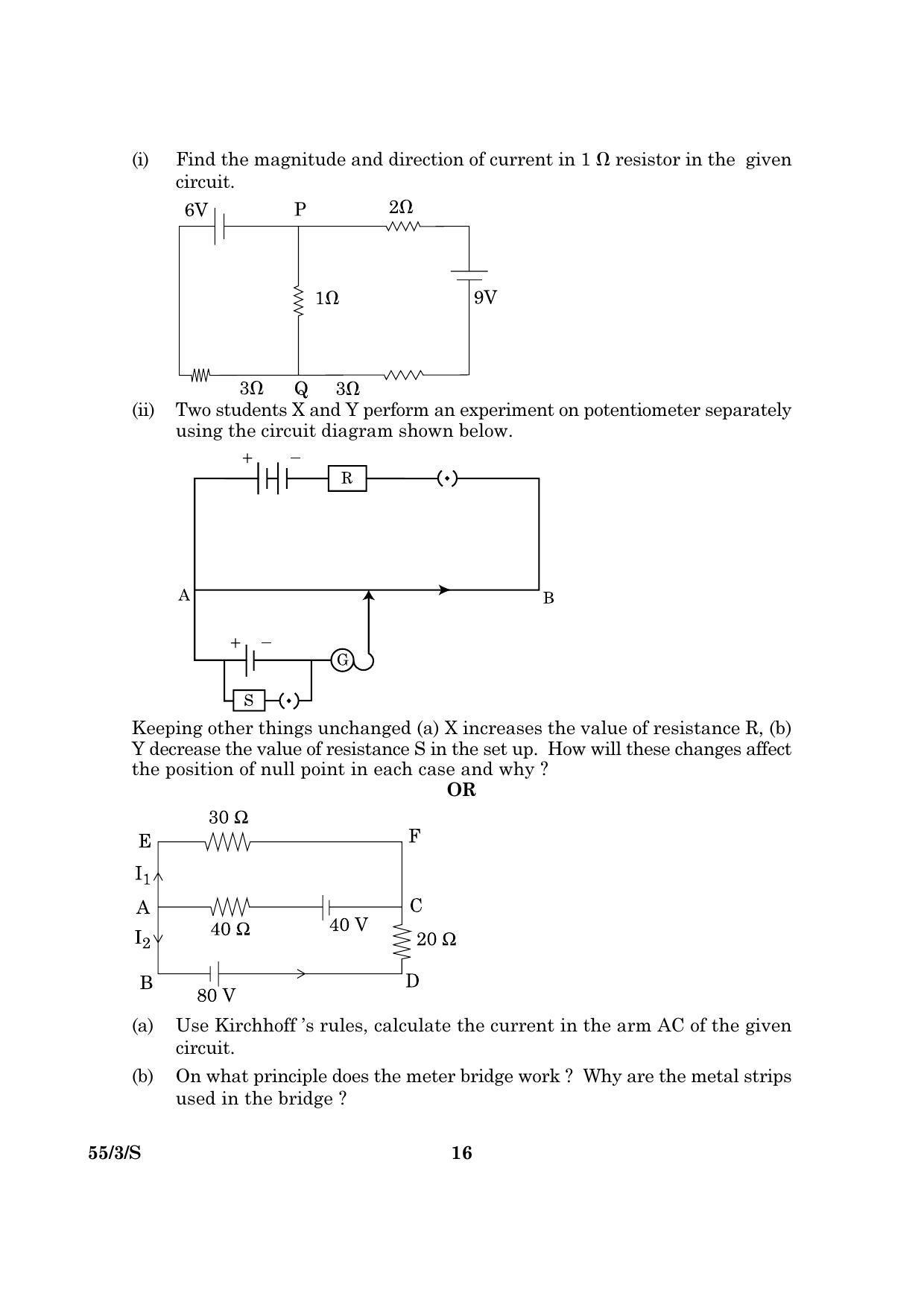 CBSE Class 12 055 Set 3 S Physics Theory 2016 Question Paper - Page 16