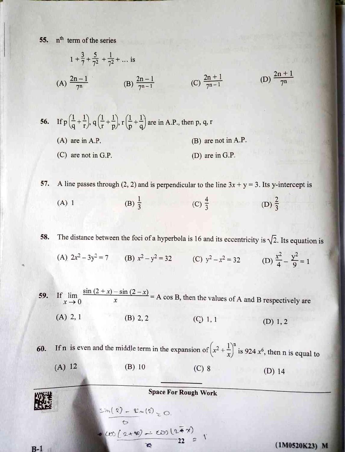 KCET 2023 Mathematics Set B-1 Question Paper - Page 10