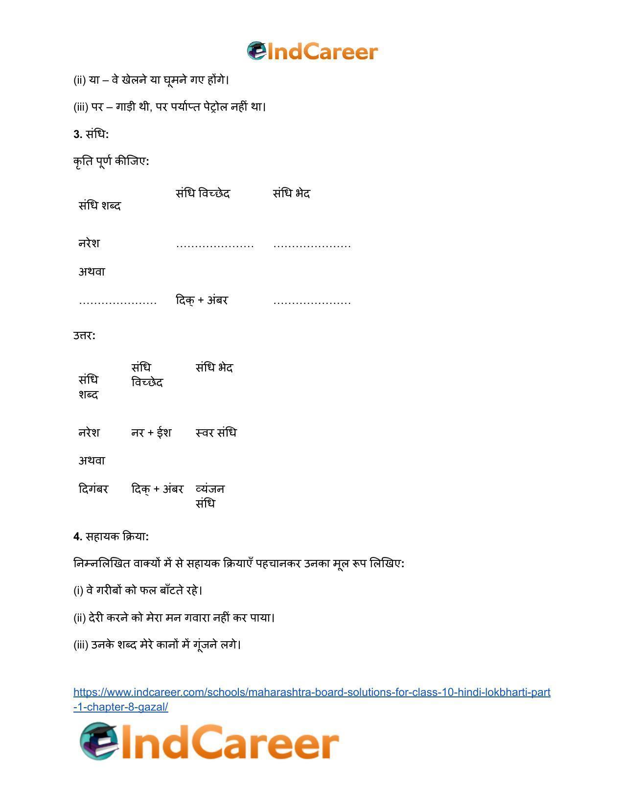 Maharashtra Board Solutions for Class 10- Hindi Lokbharti (Part 1): Chapter 8- गजल - Page 13