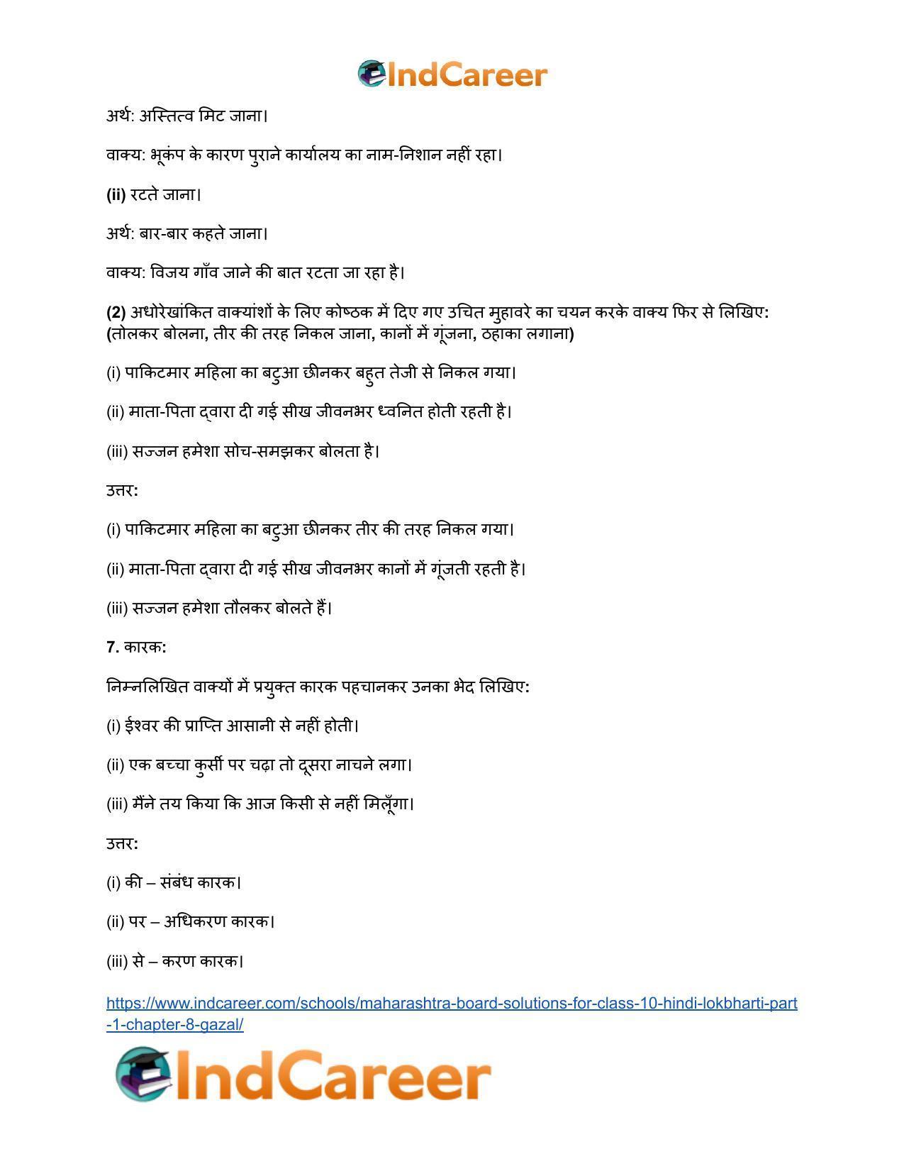 Maharashtra Board Solutions for Class 10- Hindi Lokbharti (Part 1): Chapter 8- गजल - Page 15