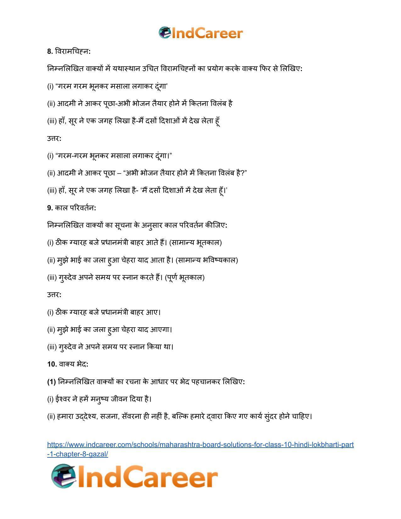 Maharashtra Board Solutions for Class 10- Hindi Lokbharti (Part 1): Chapter 8- गजल - Page 16