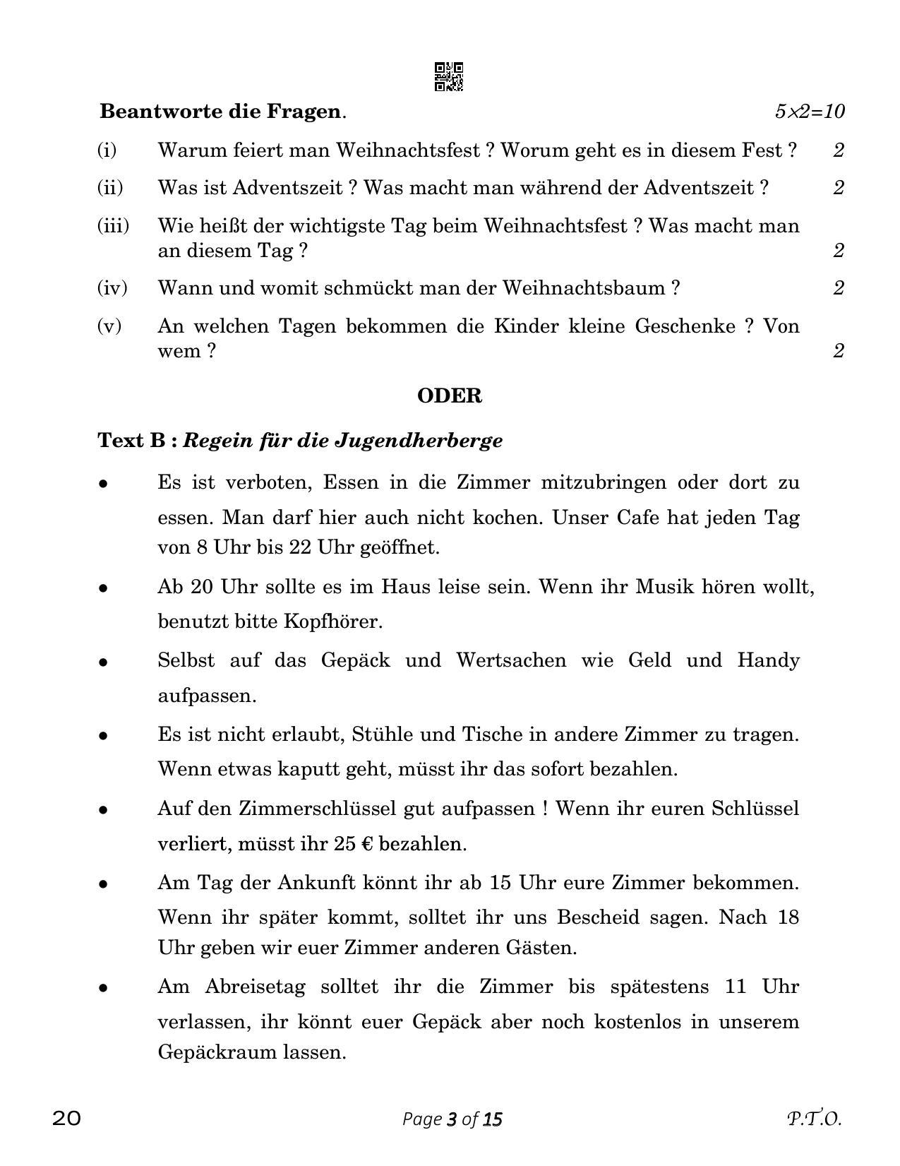 CBSE Class 12 German (Compartment) 2023 Question Paper - Page 3