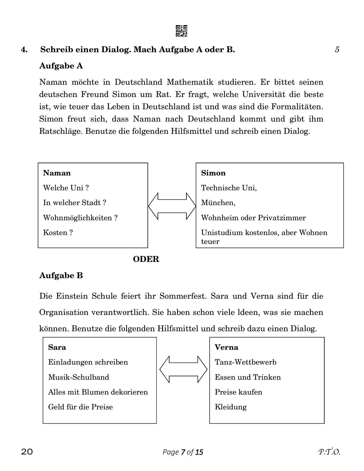 CBSE Class 12 German (Compartment) 2023 Question Paper - Page 7