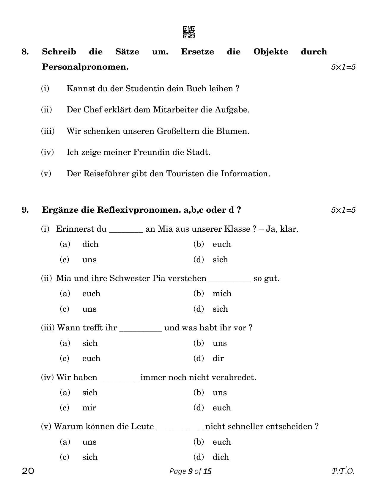 CBSE Class 12 German (Compartment) 2023 Question Paper - Page 9