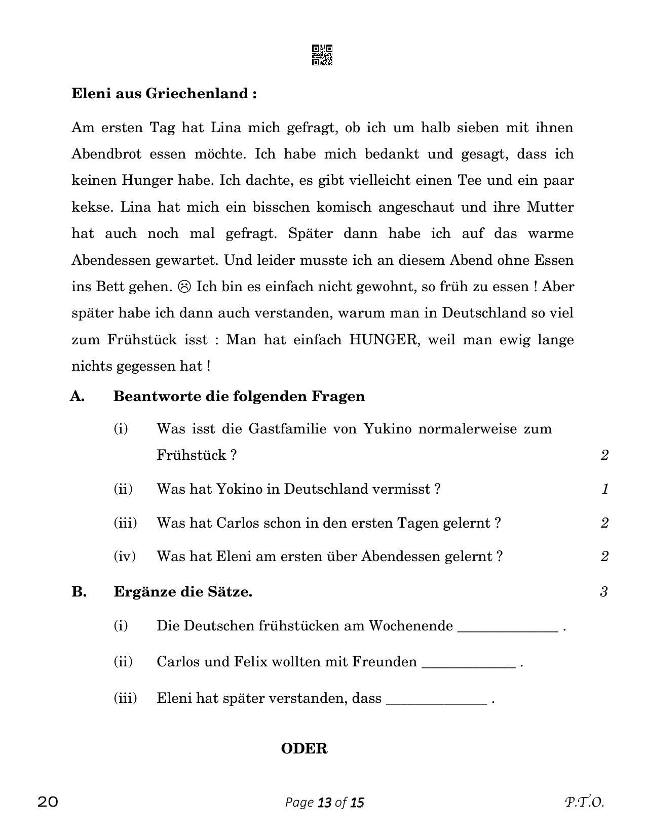 CBSE Class 12 German (Compartment) 2023 Question Paper - Page 13