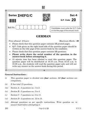 CBSE Class 12 German (Compartment) 2023 Question Paper