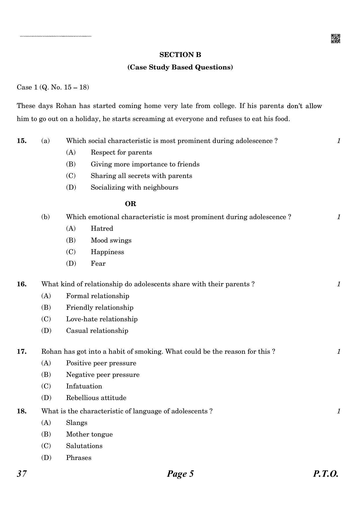 CBSE Class 10 QP_064_Home_Science 2021 Compartment Question Paper - Page 5