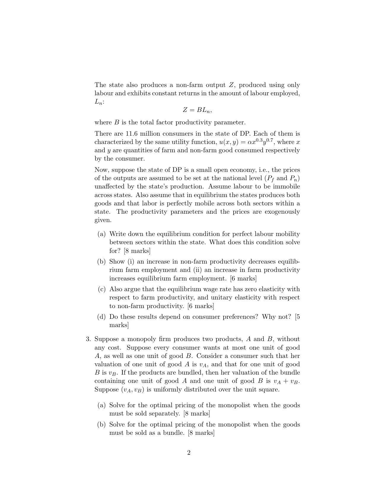 ISI Admission Test JRF in Quantitative Economics QEB 2018 Sample Paper - Page 2