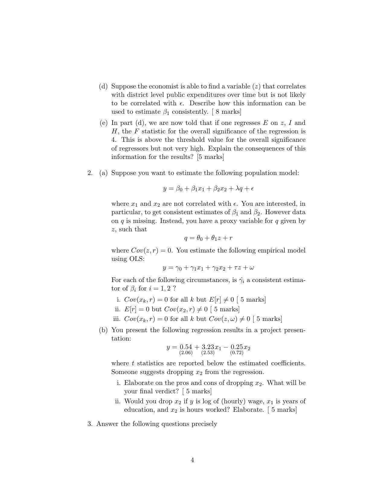 ISI Admission Test JRF in Quantitative Economics QEB 2018 Sample Paper - Page 4