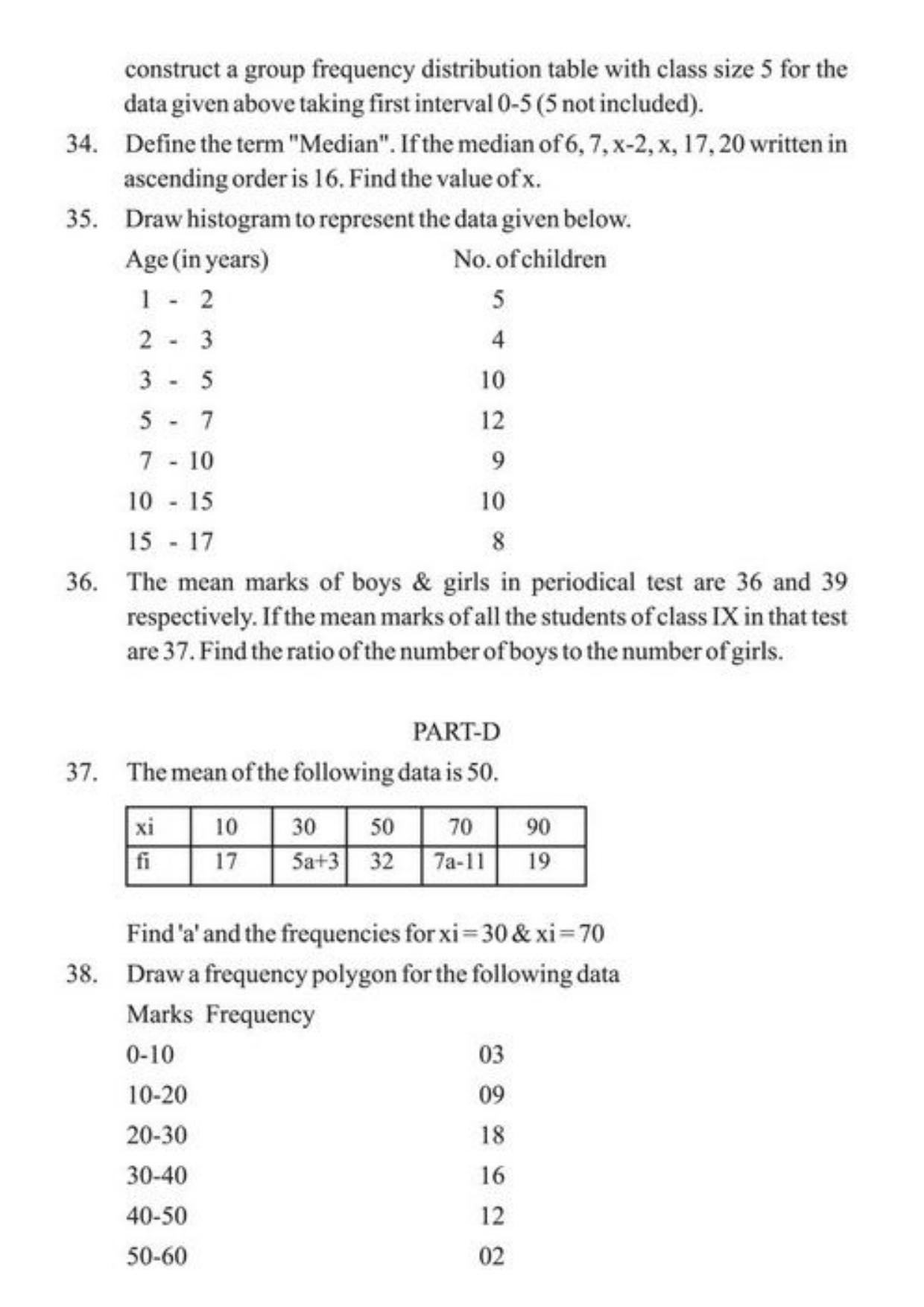 Class 9 Notes, Question & Practice Paper - Mathematics (Topic 14 : Statistics) - Page 7