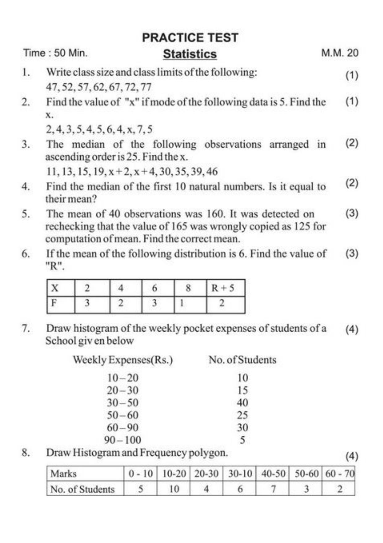 Class 9 Notes, Question & Practice Paper - Mathematics (Topic 14 : Statistics) - Page 12